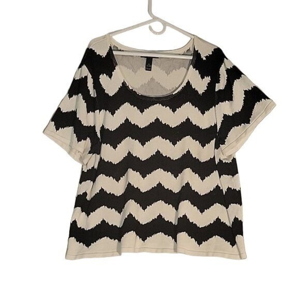 INC International‎ Concepts Chevron Knit Top Short Sleeve Blouse 3X comfort